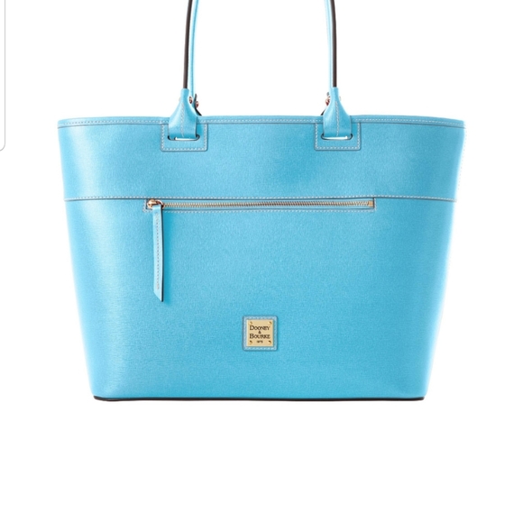Dooney and Bourke Light Blue Saffiano Leather Tote - Picture 13 of 14